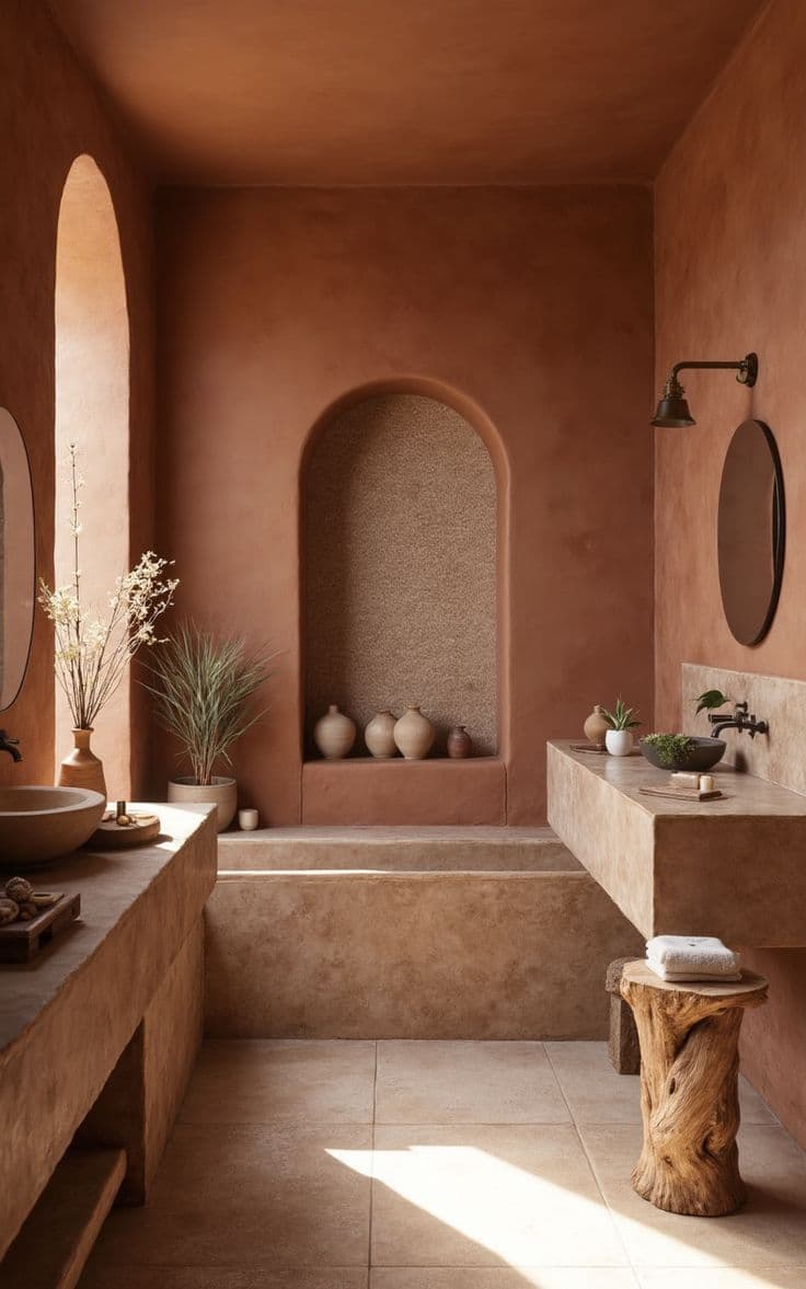 Mediterranean Style Home | Sunken Bathtub Design & Natural Stone Vanity, classique, pierre