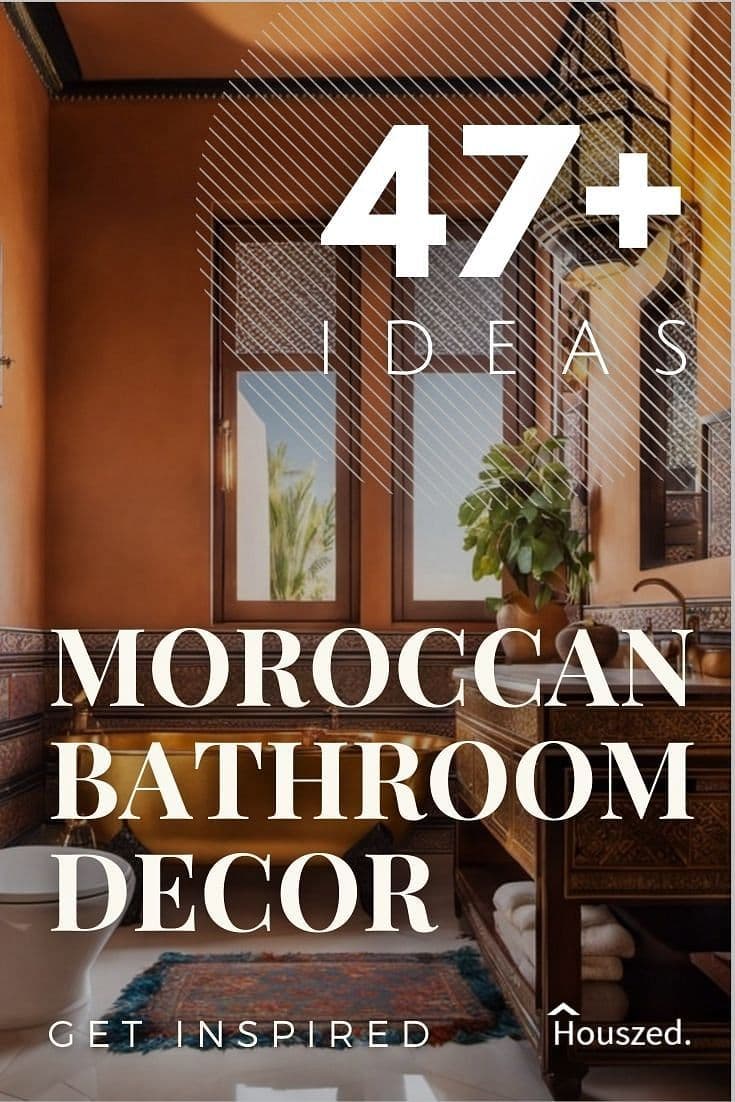 a bathroom with the words 47 ideas moroccan bathroom decor get inspired on it's side, marocain, tadelakt